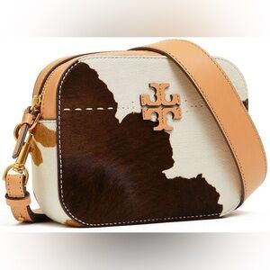 Rare Tory Burch McGraw leather calf hair cowhide crossbody bag